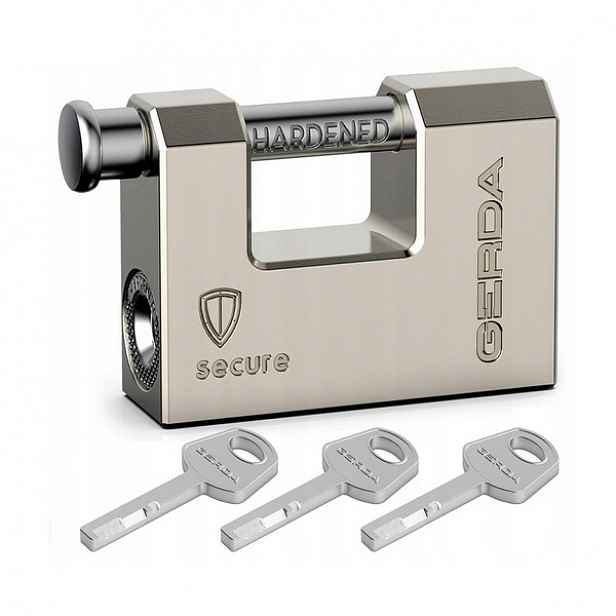 Zesílený visací zámek – 90 mm – Gerda – ocel – 3 klíče