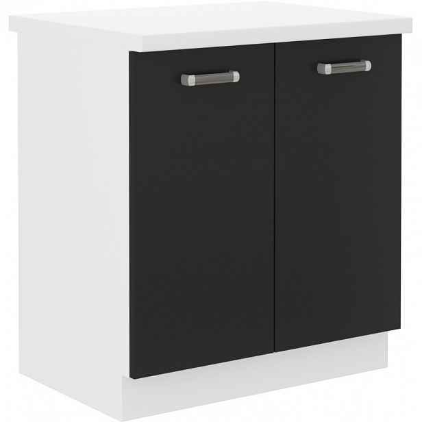 Dolní dvoudveřová skříňka ODONA - šířka 80 cm, černá / bílá