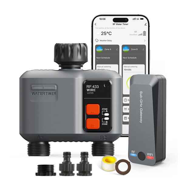 Johgee Programátor Ovladač zavlažování 2 výstupy Rf 300 m WiFi Smart Timer