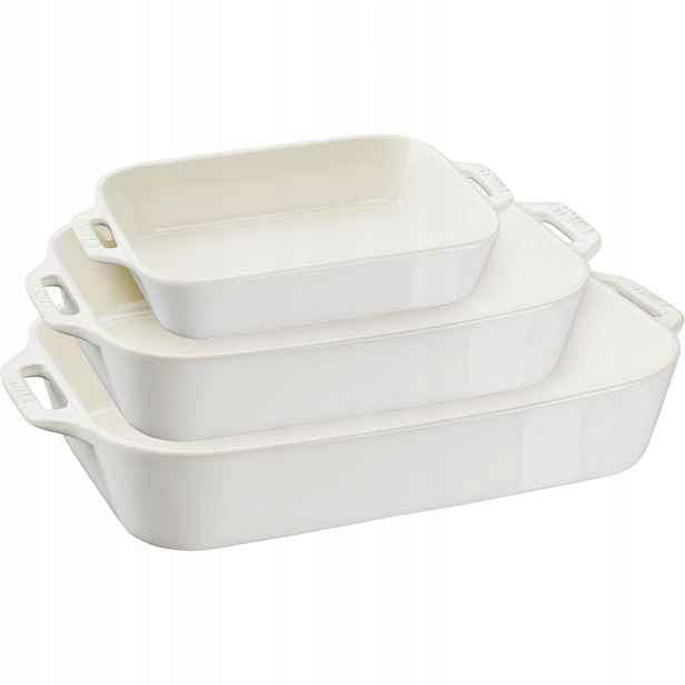 Sada 3 obdélníkových misek, bílá Cooking Staub