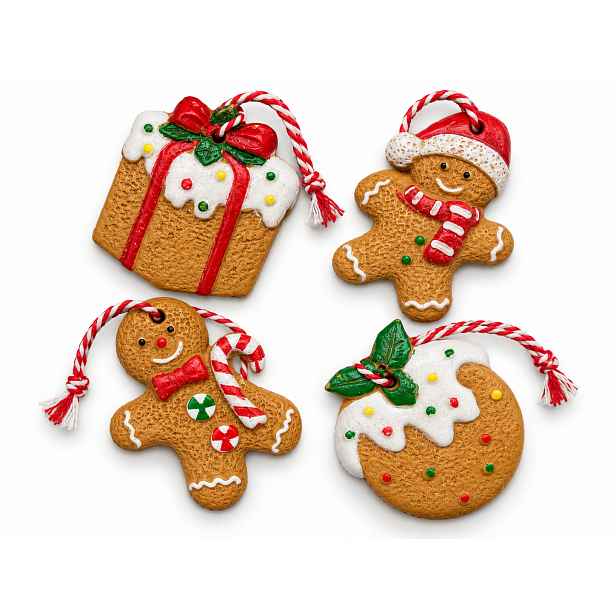 Sada 4 ks vánočních ozdob COOKIE CHRISTMAS 6 cm