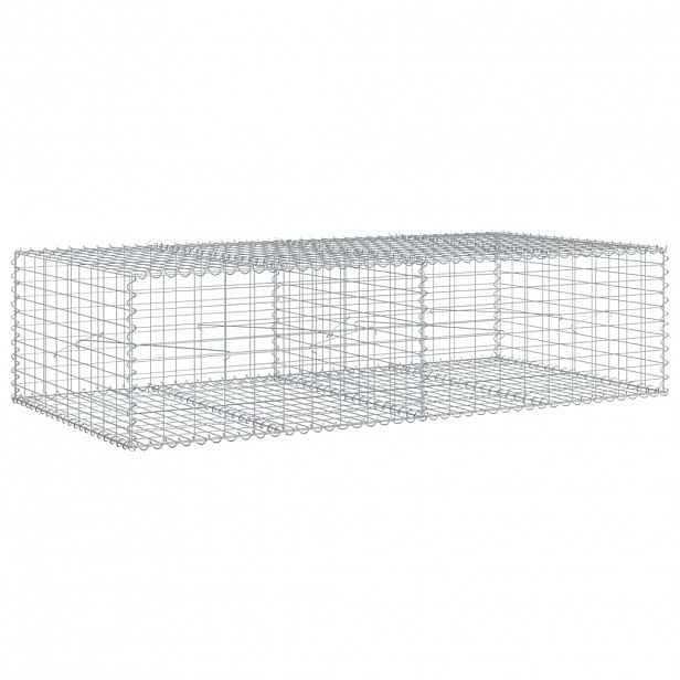 vidaXL Gabionový koš s víkem 200 x 100 x 50 cm pozinkované železo