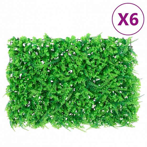 vidaXL Umělý plot s listy kapradiny 6 ks zelený 40 x 60 cm