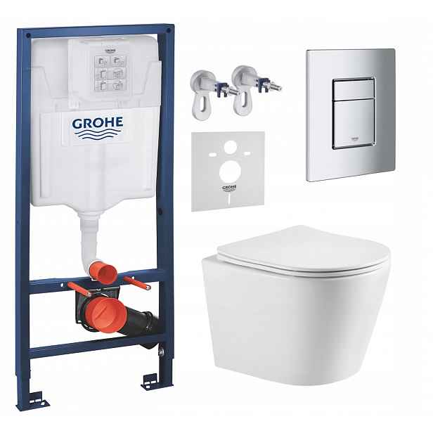 Podomítkový Wc set Grohe s mísou Jess a tlačítkem Chrom Mat Fresh