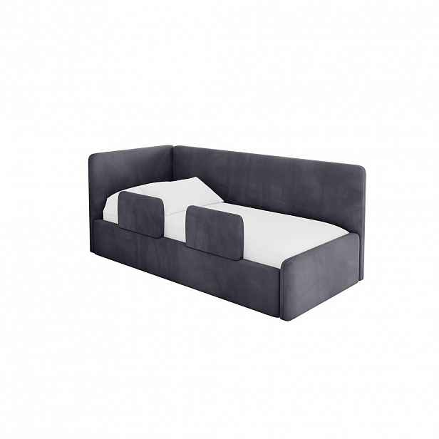 ALTDECOR JEDNOLŮŽKOVÁ POSTEL pro mládež s úložným prostorem, vpravo - NORY 80x200 tmavě šedá