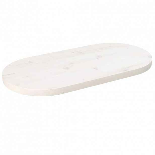 vidaXL Stolní deska bílá 70 x 35 x 2,5 cm masivní borové dřevo oválná