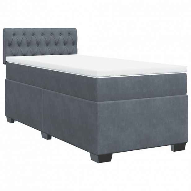vidaXL Box spring postel s matrací tmavě šedá 90x190 cm samet