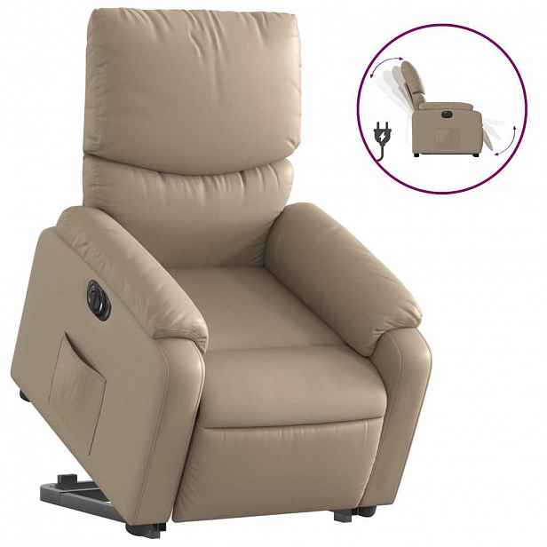 vidaXL Elektrické zvedací polohovací křeslo cappuccino umělá kůže