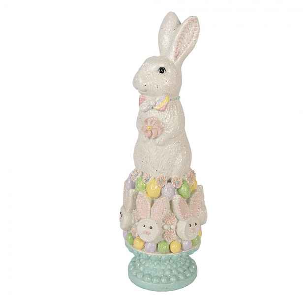 Dekorace králík na podstavci se třpytkami - 12*11*34 cm Clayre & Eef