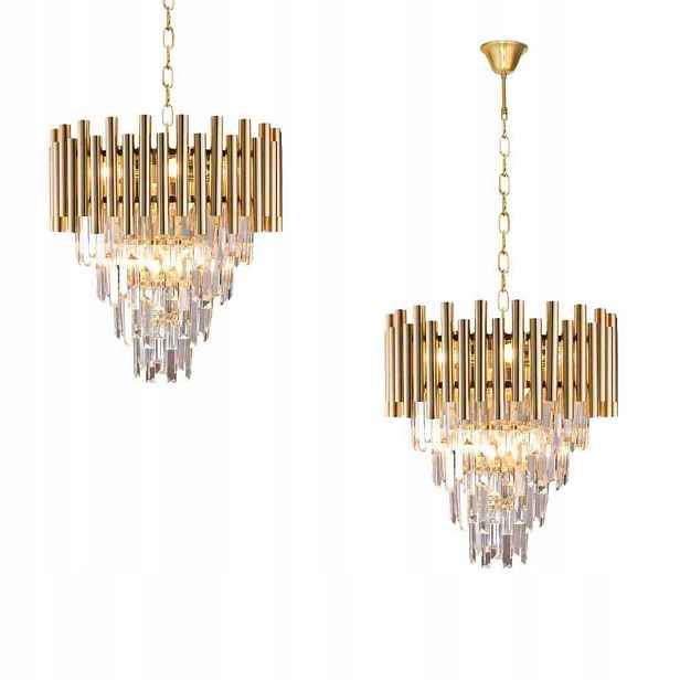 Milagro Madison Gold Závěsná lampa Křišťálový lustr Zlatá 9xE14 Regulow