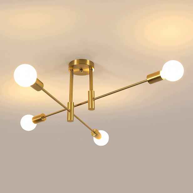Stropní lampa E27 Zlatý lustr závěsný 4-ramenný moderní do obývacího pokoje