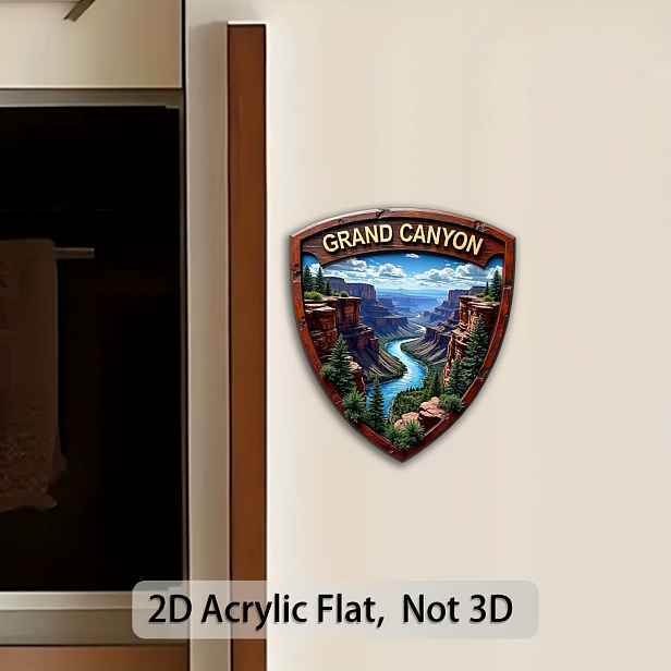 TEMU 2D plochý akrylový magnet na lednici, design Grand Canyon, zářivé barvy - ideální pro dekoraci kuchyně, samolepky na lednici, suvenýr z , akcent