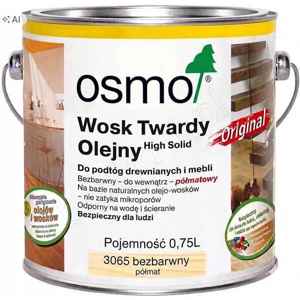 Tvrdý Vosk olejový Vosk Osmo 3065 Bezbarvý Polomat 0,75L