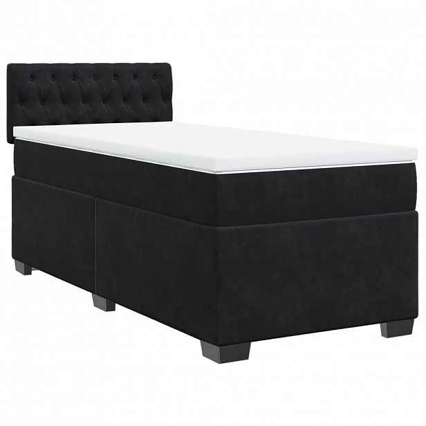 vidaXL Box spring postel s matrací černá 90x190 cm samet