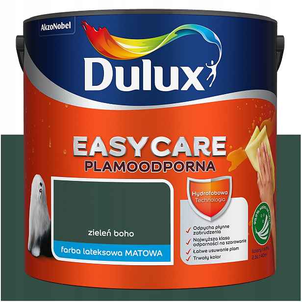 Barva na stěny stropů odolná vůči skvrnám Dulux Easycare Zeleň Boho 2,5L