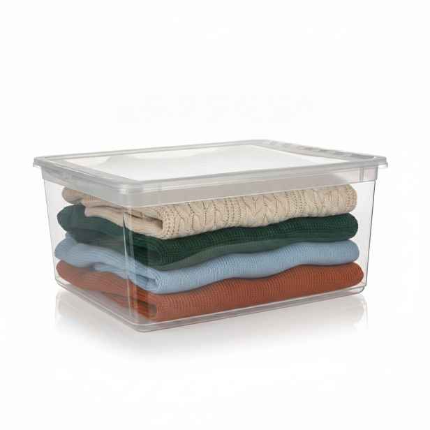 Keeeper Úložný box s víkem (má 2 funkce) BEA Clearbox 18L, 39 x 35,5 x 18 cm