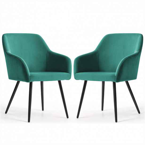 RAUMHIRSCH FURNITURE ČALOUNĚNÁ ŽIDLE, sada 2 ks, kovové nohy zelené, černá 54,5/83/58