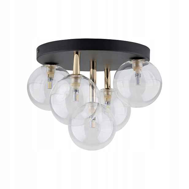 Stropní Svítidlo Nilos Černá Zlatá Skleněné Stínidla 5xG9 Moderní Design Dům