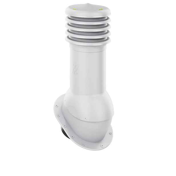 Větrací komín HiVent s plochou základnou, profil Pi fi 125 mm, bílý
