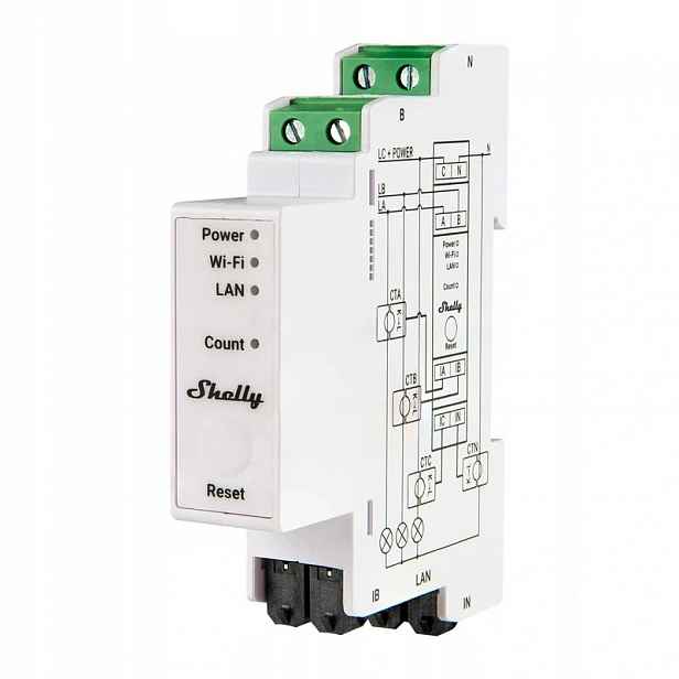 3-směrný měřič spotřeby elektrické energie Shelly Pro 3EM 120A WiFi/