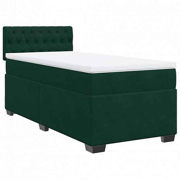 vidaXL Box spring postel s matrací tmavě zelená 90x190 cm samet