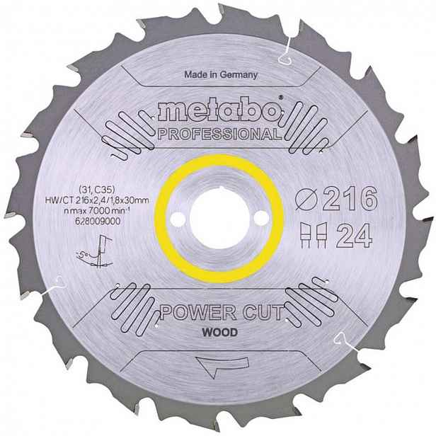 Metabo - Pilový kotouč na dřevo, 216x30 mm, 24 zubů 628009000