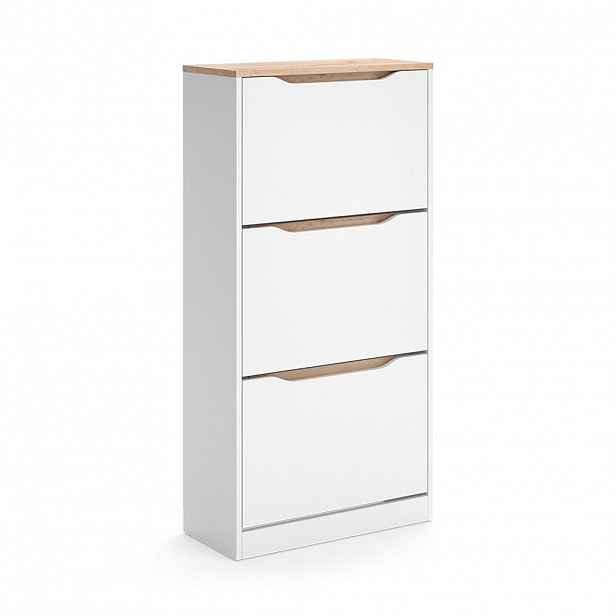 Vicco BOTNÍK NA BOTY Ruben, Bílá/Řemeslný dub, 60.2 x 120 cm se 3 výklopnými přihrádkami