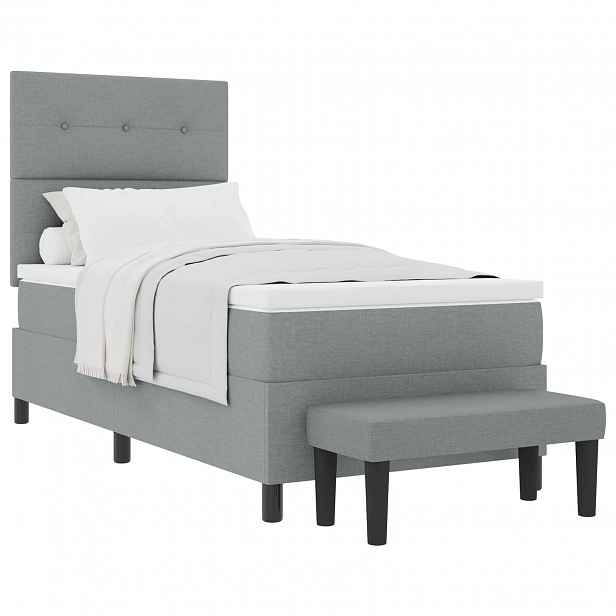 vidaXL Postel s boxspringem s čelo Světle šedá 100 x 200 cm textil