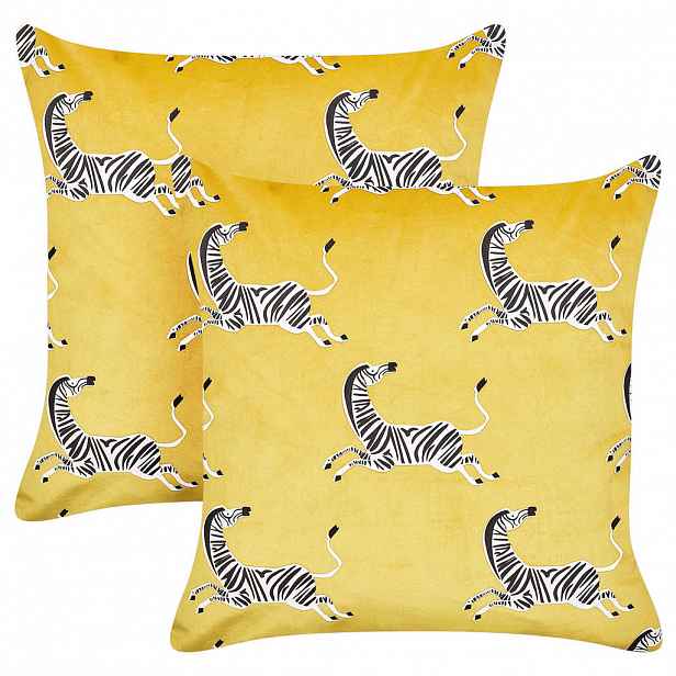 Beliani DEKORATIVNÍ POLŠTÁŘ sada 2 ks Žlutý 45/45 cm Aconitum