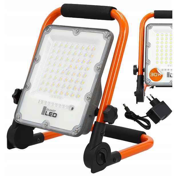 Halogenový Led reflektor Přenosná lampa Baterie Akumulátor 30W napájecí adaptér