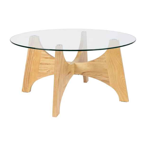 Kulatý konferenční stolek se skleněnou deskou v přírodní barvě ø 80 cm Kobe – Zuiver
