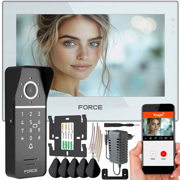 Videodomofon Force Prima Gt+ 7" Bílý Full Hd Čtečka Klíčenek WiFi Tuya