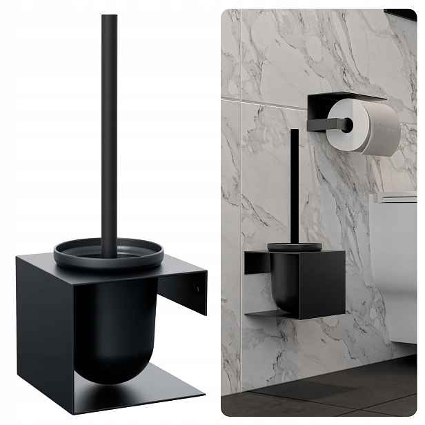 Wc Kartáč Lotus Závěsný Nástěnný Kovový, Ocelový, Loftový, Černý