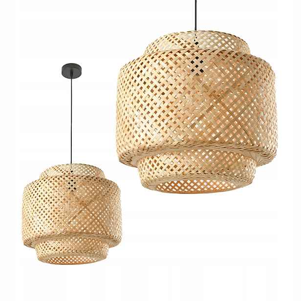 Závěsná lampa Přírodní Boho Závěsná Bambusová 40 cm Pletená