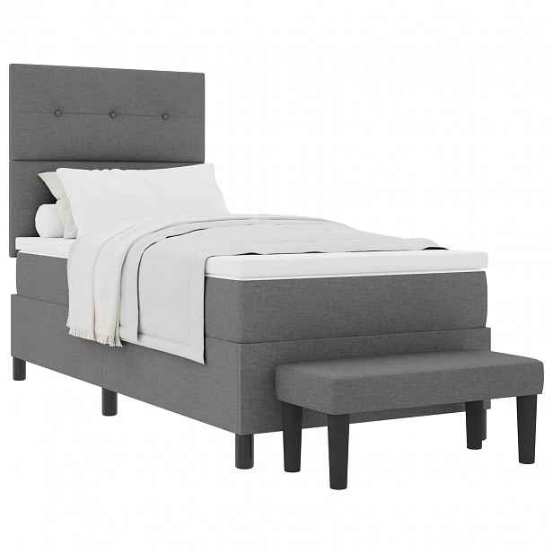 vidaXL Postel s boxspringem s čelo Tmavě šedá 100 x 200 cm textil