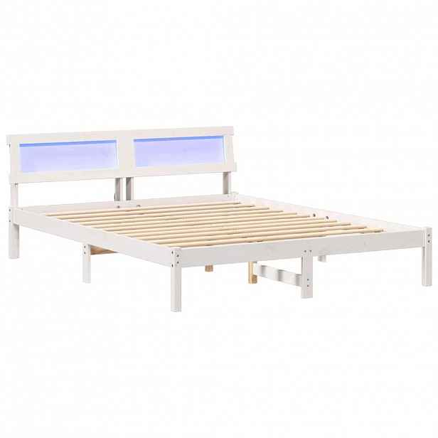 vidaXL Rám postele s čelo Bílá 150 x 200 cm Masivní borové dřevo