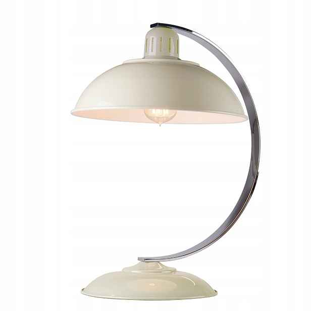 Stolní noční lampa retro krémová chrom kulatá 46 cm Elstead