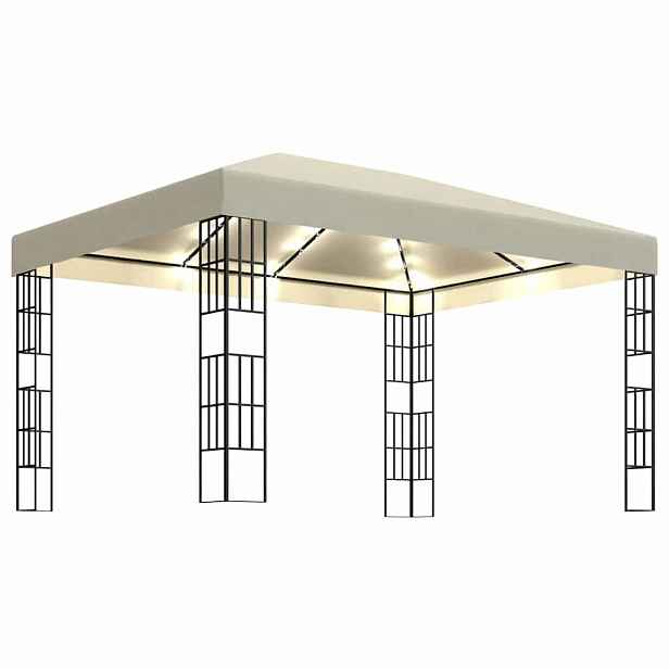 vidaXL Altán se světelnými LED řetězy 3 x 4 m krémový