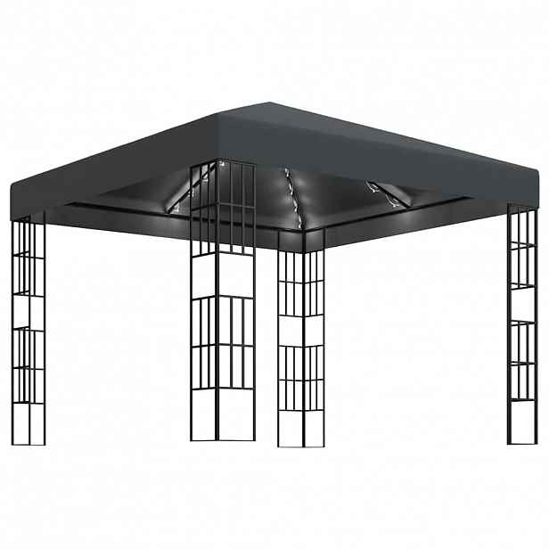vidaXL Altán se světelnými LED řetězy 3 x 3 m antracitový