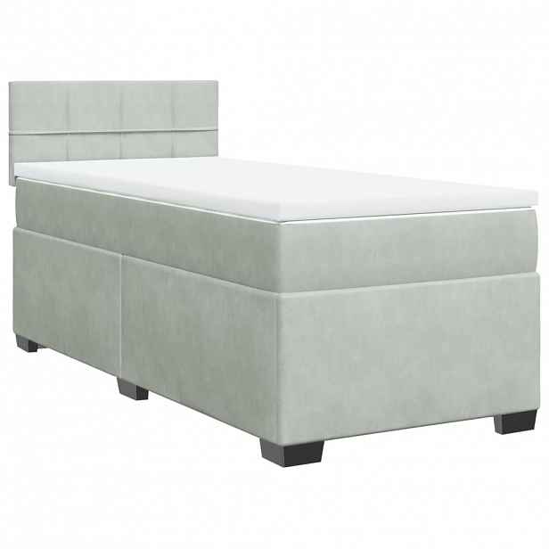 vidaXL Box spring postel s matrací světle šedá 90x190 cm samet