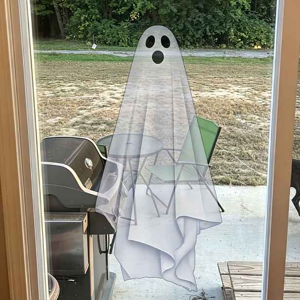 TEMU 1 ks Halloweenská strašidelná samolepka na okno s statickým efektem, oboustranná, z PVC materiálu, transparentní nálepka s hororovým duchem,