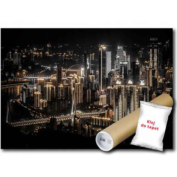 Vinylová fototapeta Město v noci Panorama Pohled Čchung-čching Čína 152x104