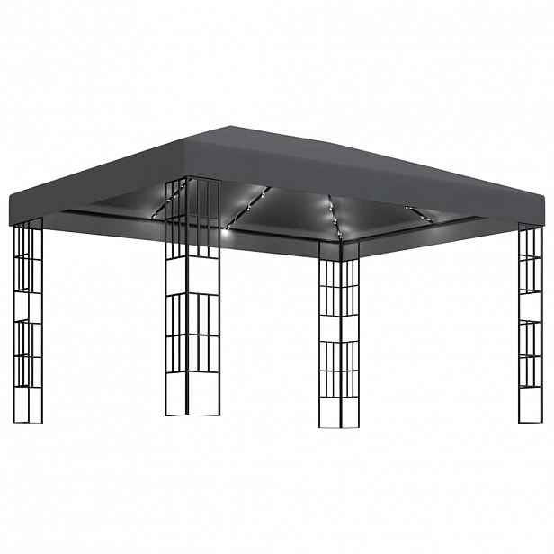 vidaXL Altán se světelnými LED řetězy 3 x 4 m antracitový