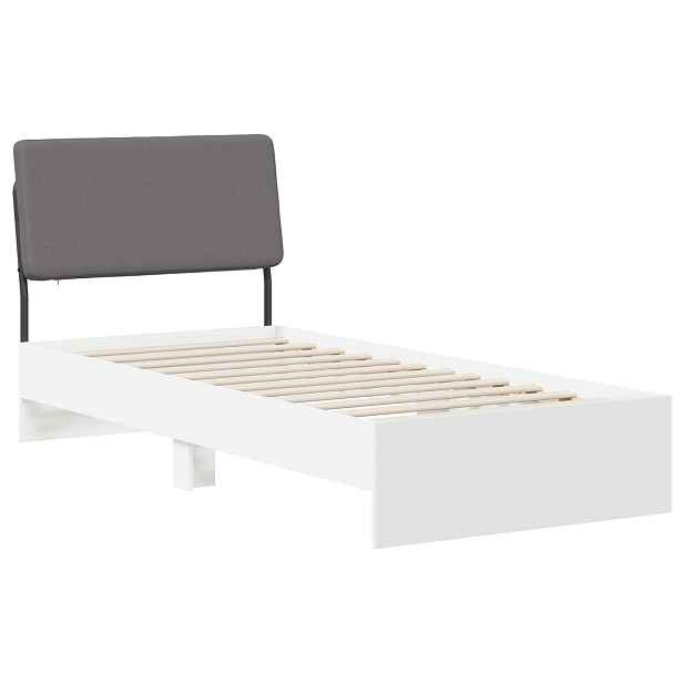 vidaXL Jednolůžková postel s čelem Bílá a světlá šedá 75 x 190 cm