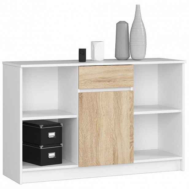 RAUMHIRSCH FURNITURE KOMODA bílá, dub Sonoma 77/120/40