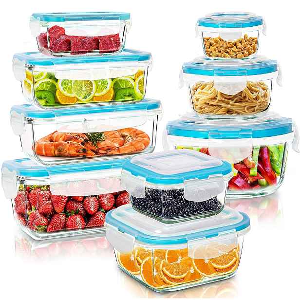 Skleněné dózy na potraviny, hermetické, bez Bpa, Lunchbox 9 ks