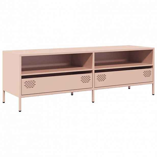 vidaXL TV skříňka růžová 135 x 39 x 43,5 cm ocel válcovaná za studena