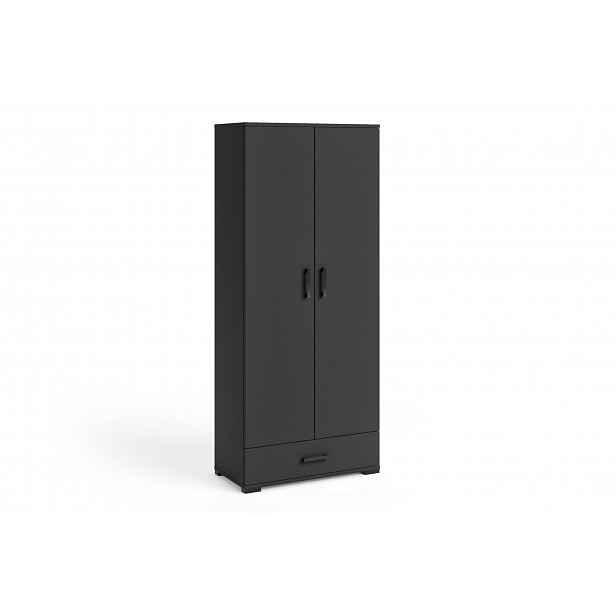 Vysoká dvoudveřová skříň 80 cm KLENRI - černá