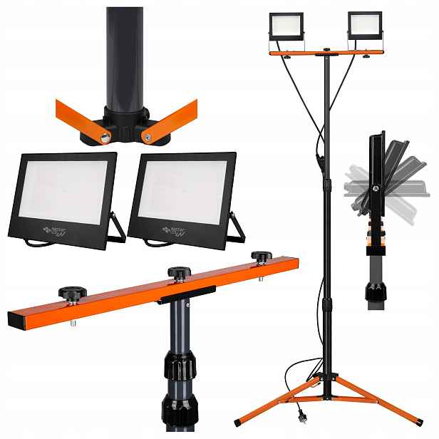 Set Halogen Led reflektor Stativ 2x50W stavební pracovní výkonný