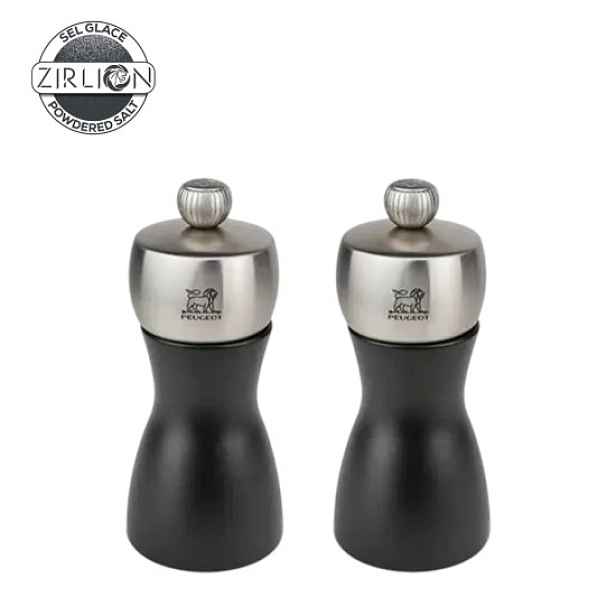 Sada 2 mlýnků na sůl a pepř, 12 cm, "Fidji Z", černý - Peugeot